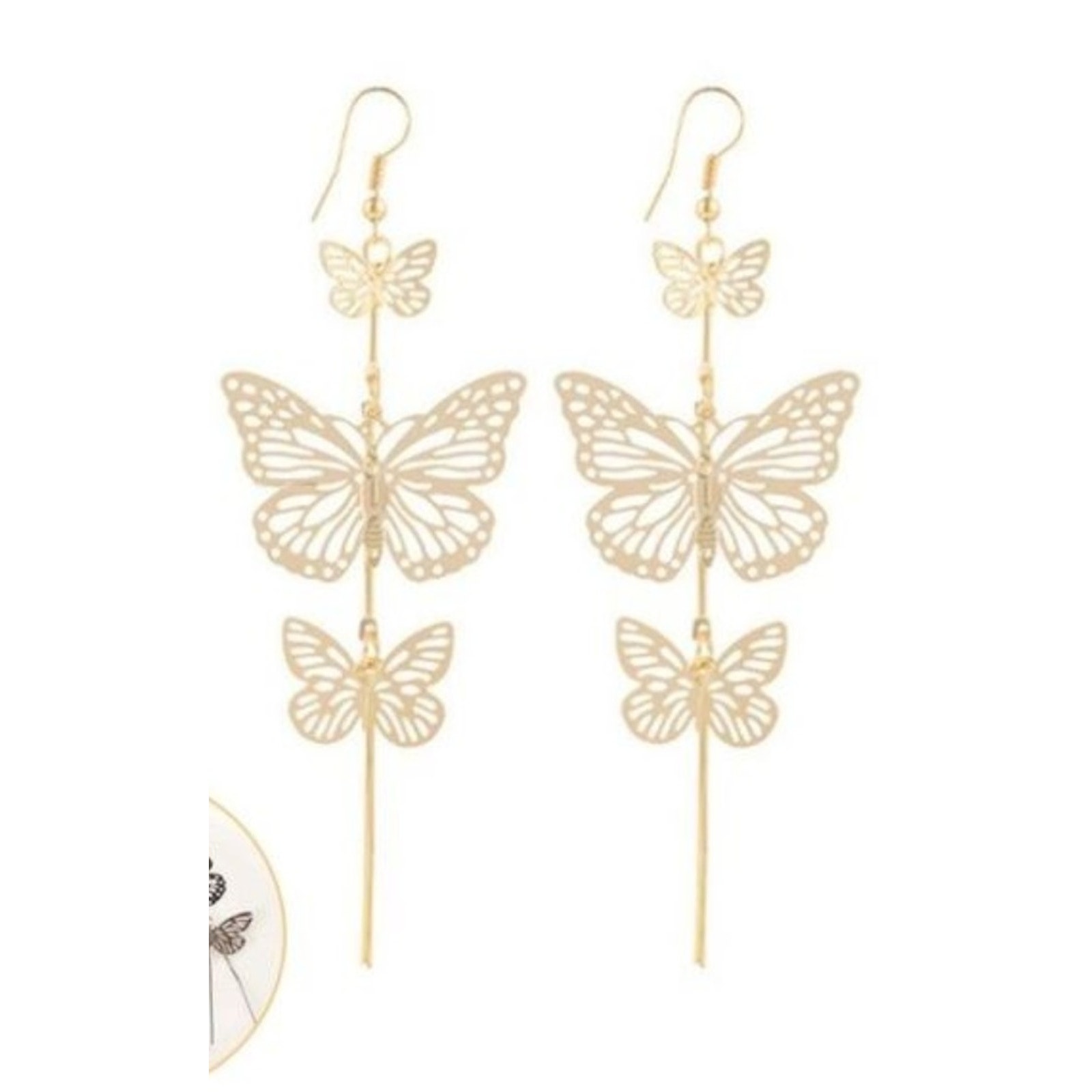Gold Butterfly French Hook Dangle Earrings